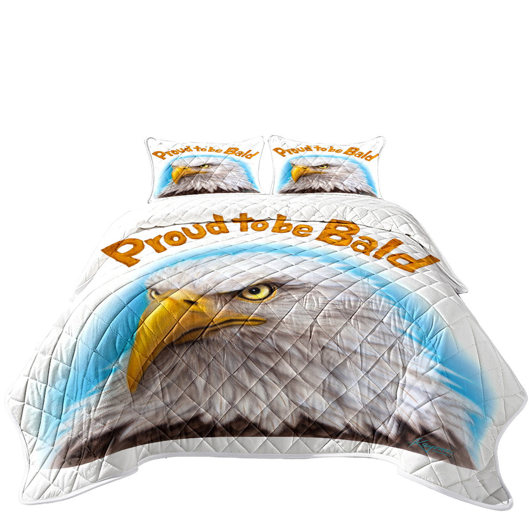 Funny Mens Design Proud to be Bald Eagle Quilts