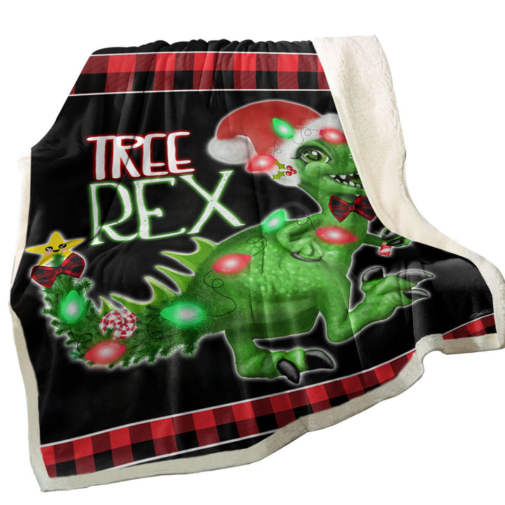 Funny Throws with Cute Christmas Dinosaur Tree Rex