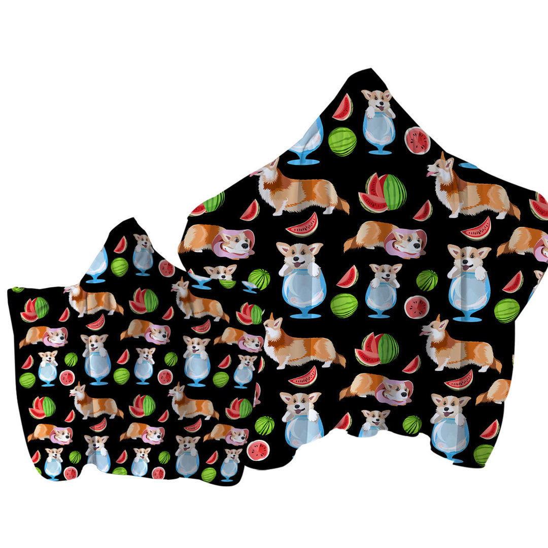 Funny and Cute Corgi Dog Scenes Towel Hoodie