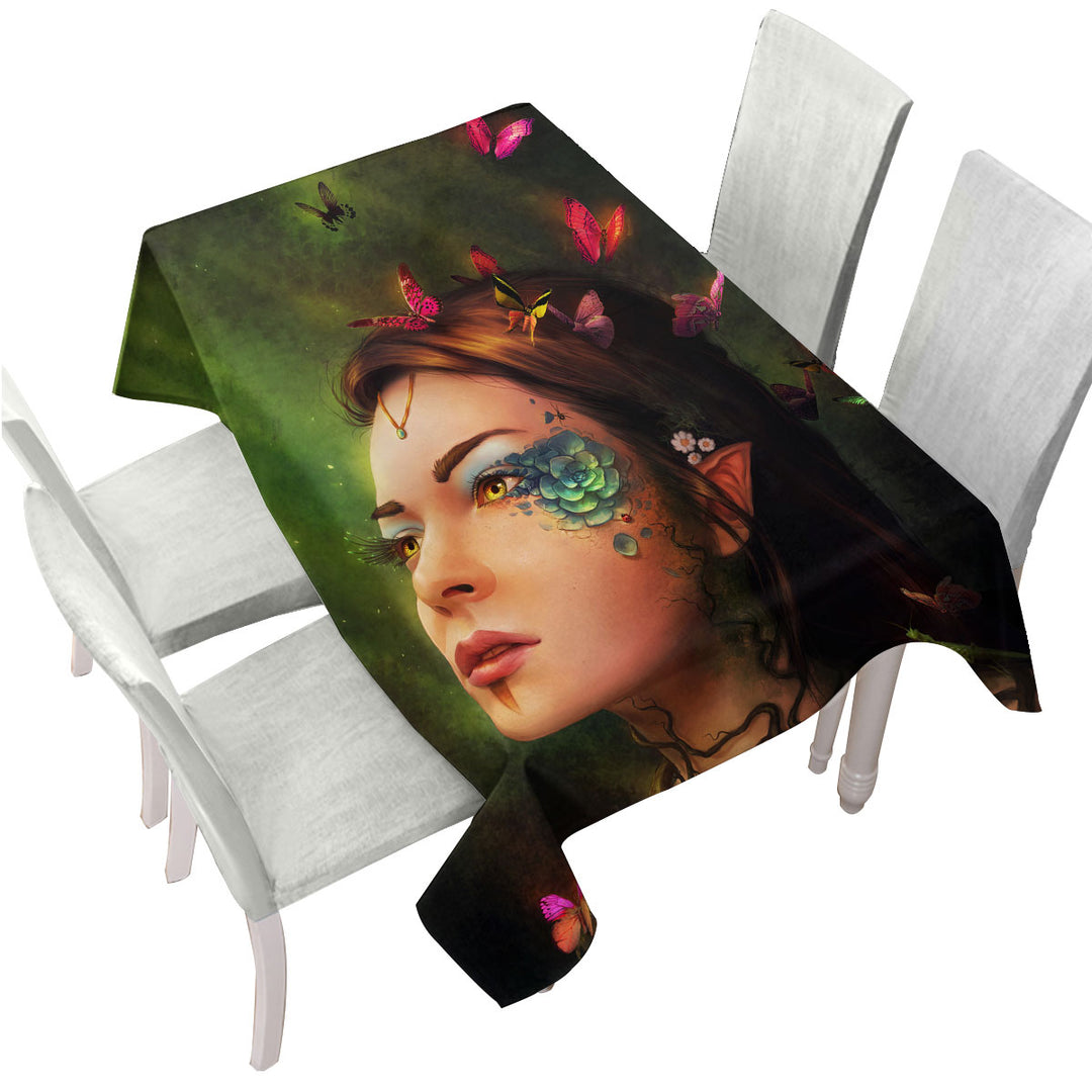 Gaia Butterflies Elf Beautiful Fairy Custom table cloth