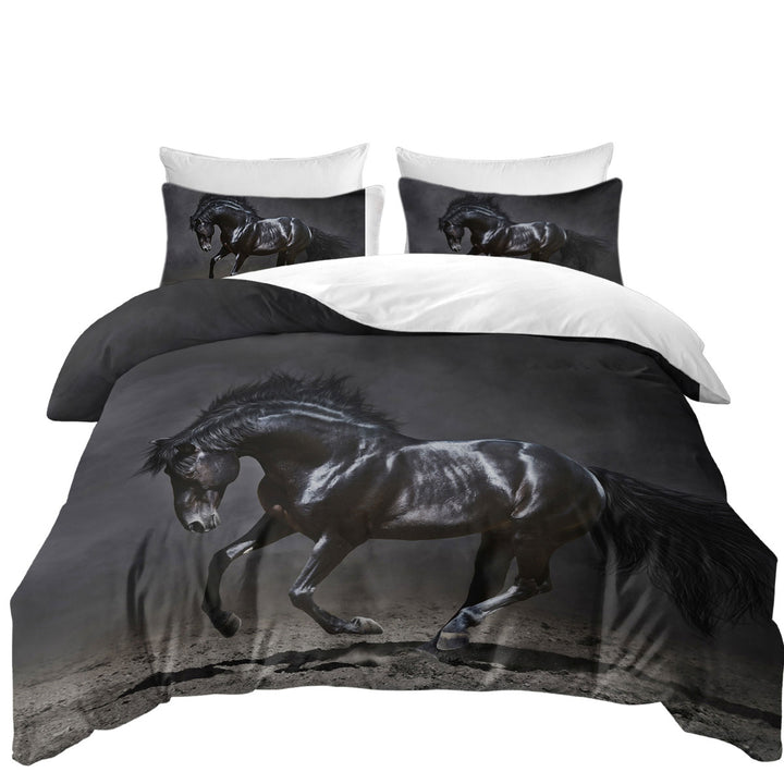 Galloping Black Horse Bed Covers