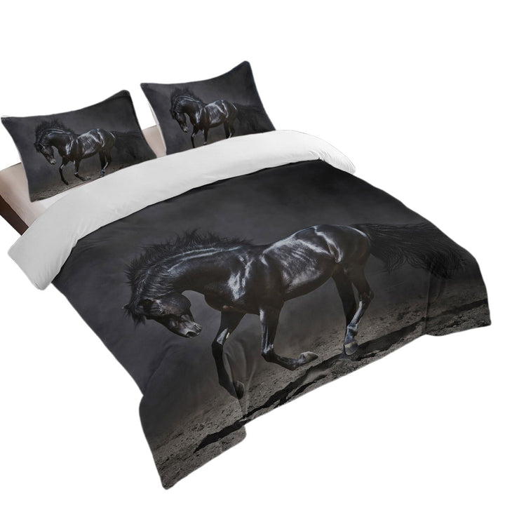 Galloping Black Horse Duvet Covers