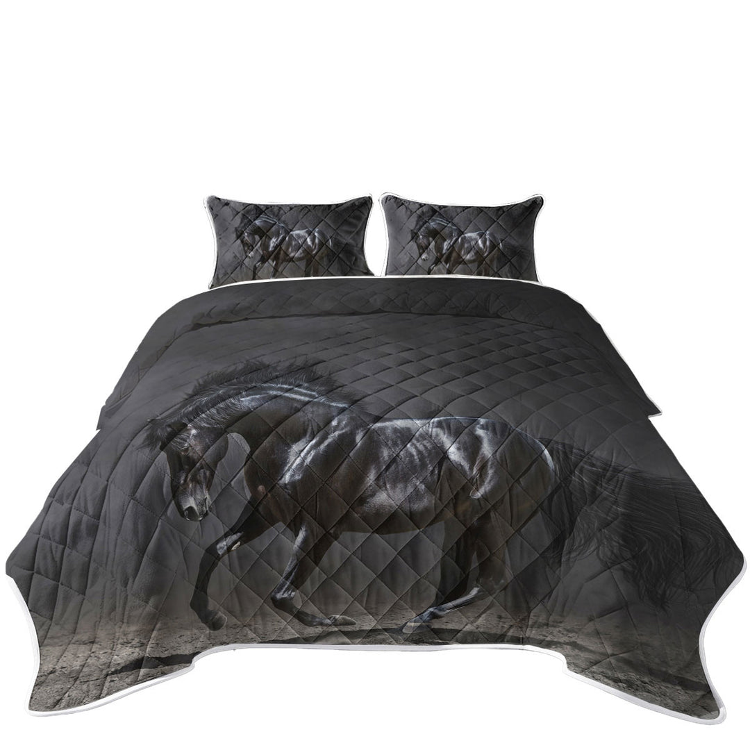 Galloping Black Horse Quilts for Beds