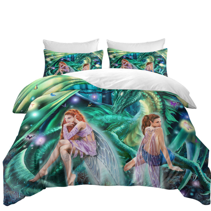 Gemini Mischief Fairies and Dragon Duvet Covers King