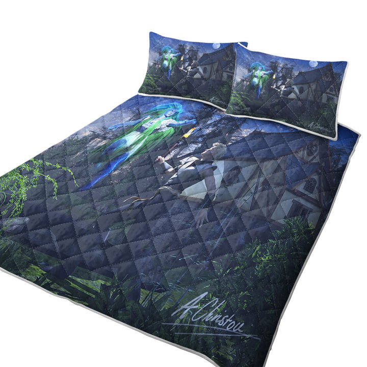 Ghostly Encounter Fiction Art Coverlets