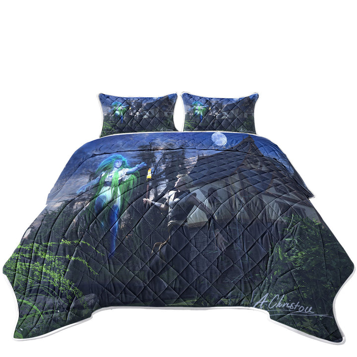 Ghostly Encounter Fiction Art King Size Quilt Sets