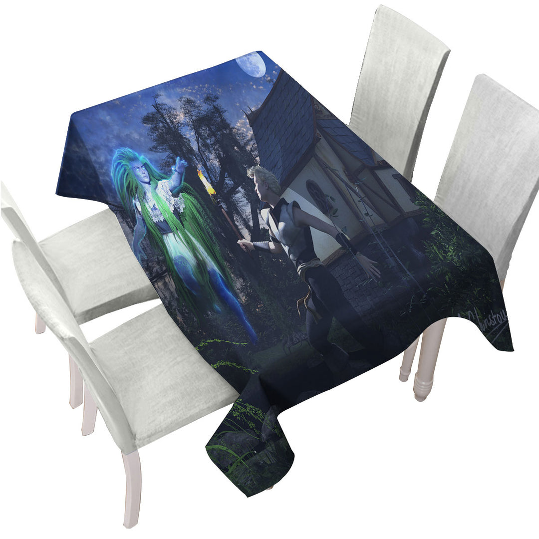 Ghostly Encounter Fiction Art Table Cover