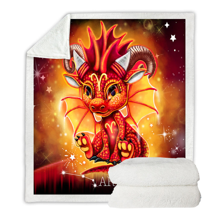 Gift Idea Fleece Blankets for Kids Fantasy Art Aries Lil Dragon