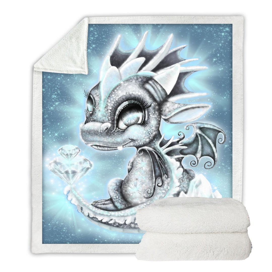 Gift Idea Sherpa Blanket for April Diamond Birthstone Lil Dragon