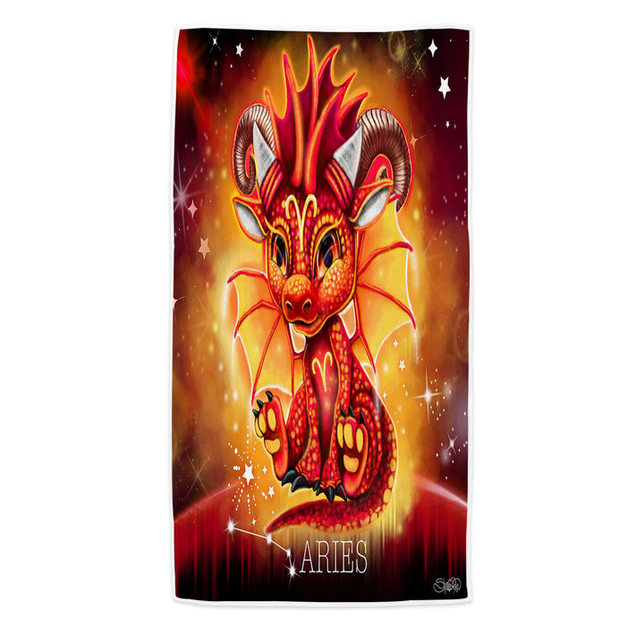 Gift Idea Swims Towel for Kids Fantasy Art Aries Lil Dragon