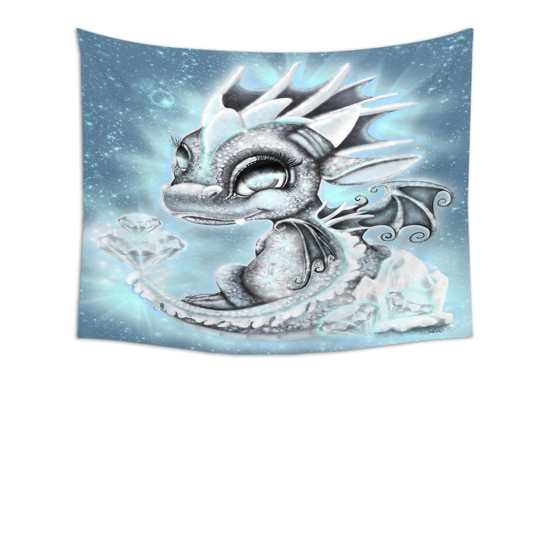 Gift Idea Tapestry for April Diamond Birthstone Lil Dragon