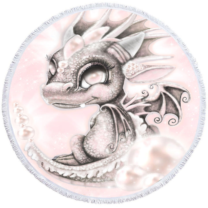 Girl Beach Towel as Gift June Pearl Birthstone Lil Dragon