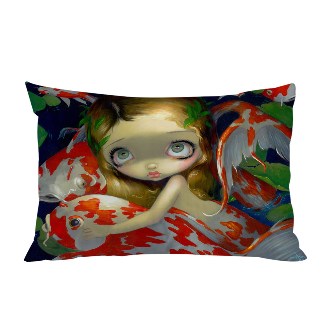 Girl Mermaid Amongst The Koi Fish Pillowcase