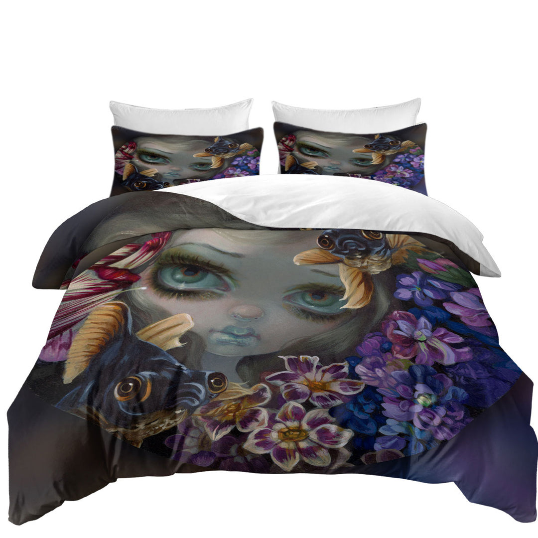 Girl and Fish Black Moor Porthole Coverlets