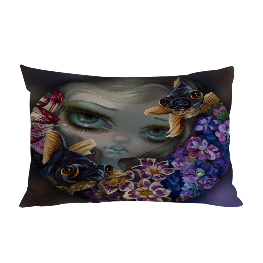 Girl and Fish Black Moor Porthole Custom Pillow Cases