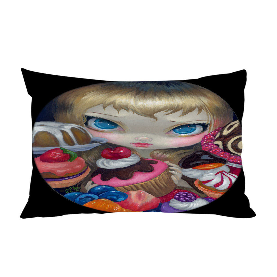 Girl with Tea Party Treats and Cakes Custom Pillow Cases