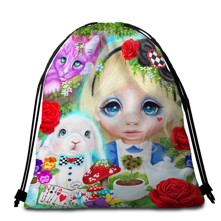 Girls Beach Towel Bags Art Curious Little Alice Girl_197f48a1 b600 4c38 8297 1689a6af381e