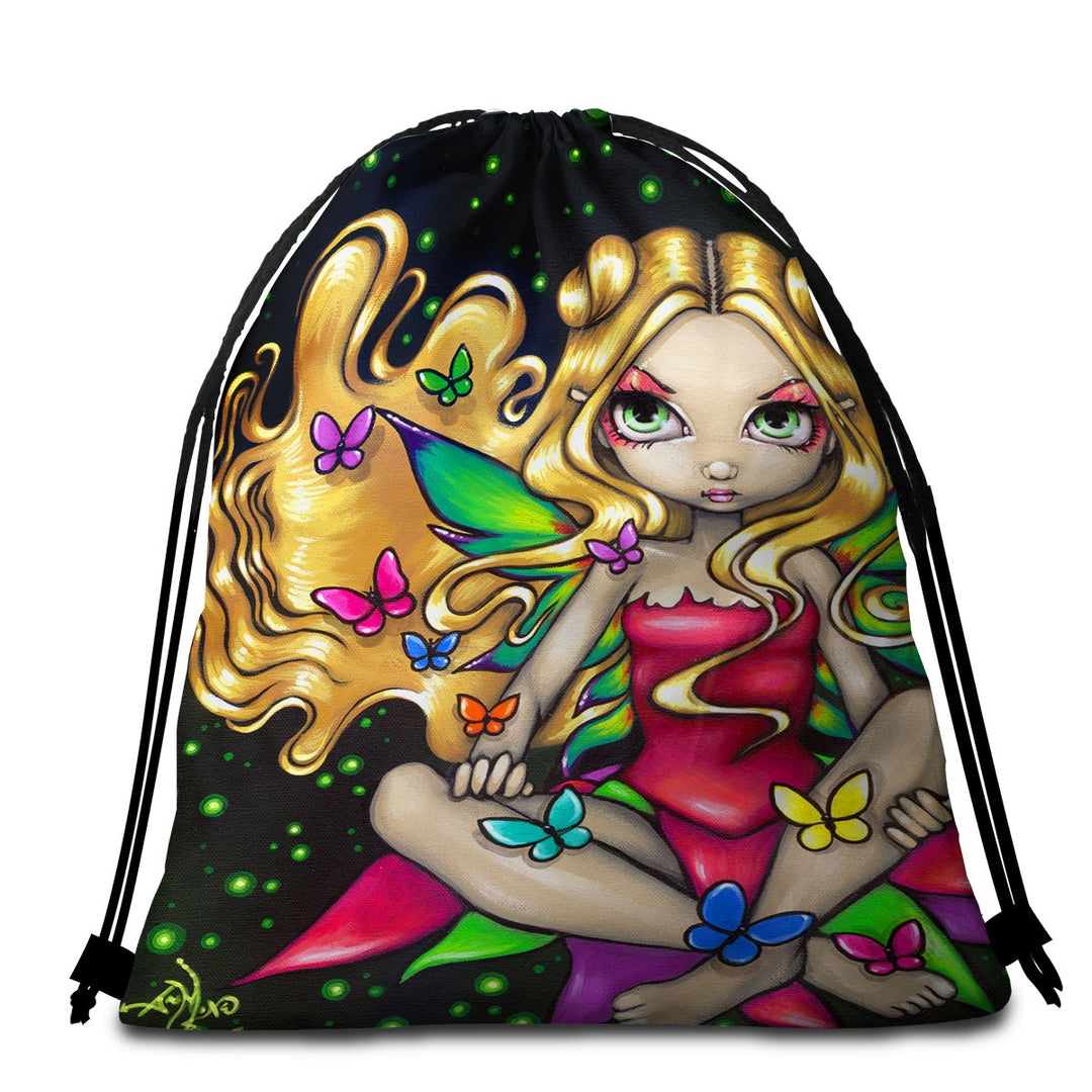 Girls Beach Towels Colorful Painting Butterfly Princess