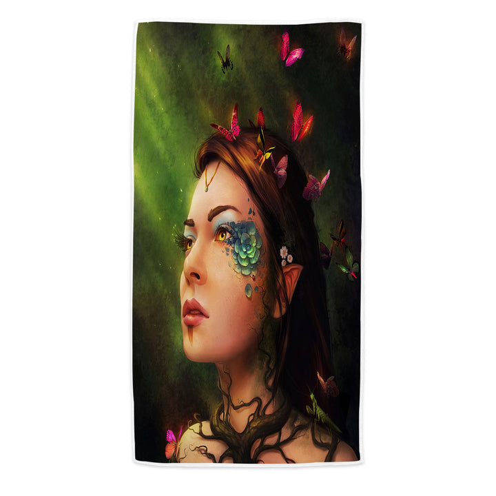 Girls Beach Towels Gaia Butterflies Elf Beautiful Fairy