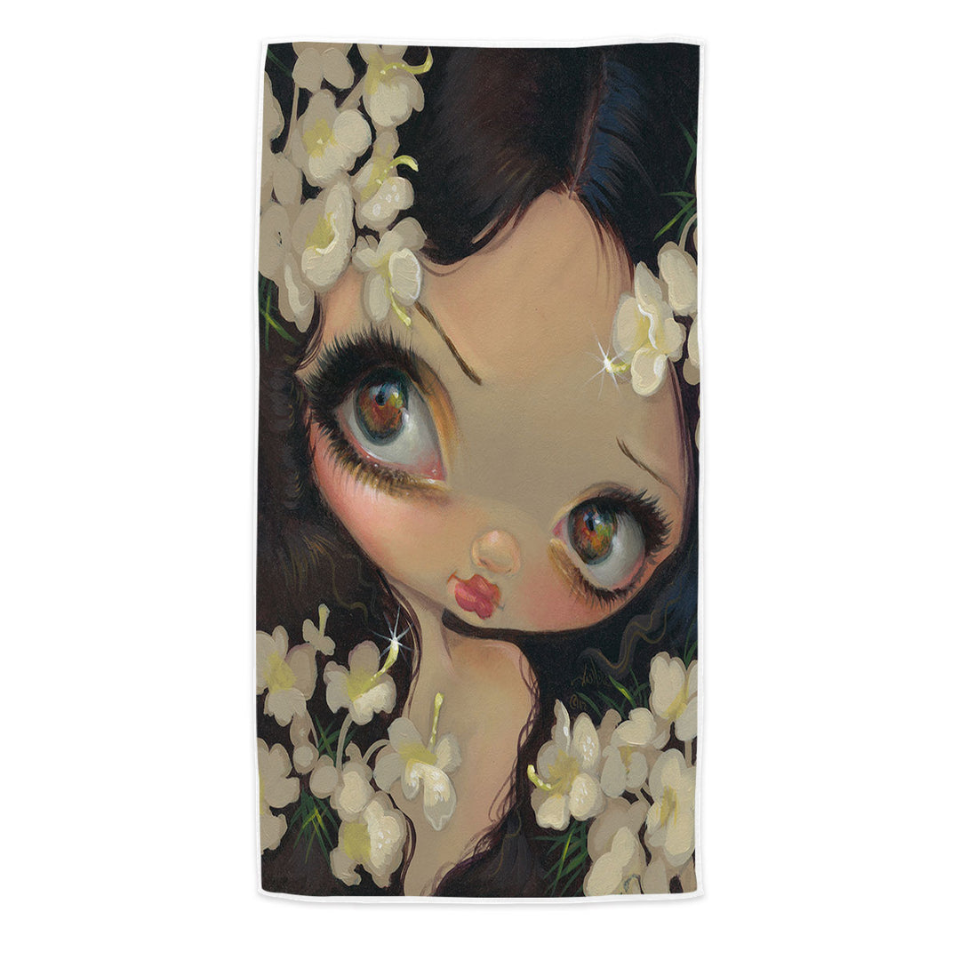 Girls Beach Towels of Poisonous Beauties Hemlock Girl and Flowers