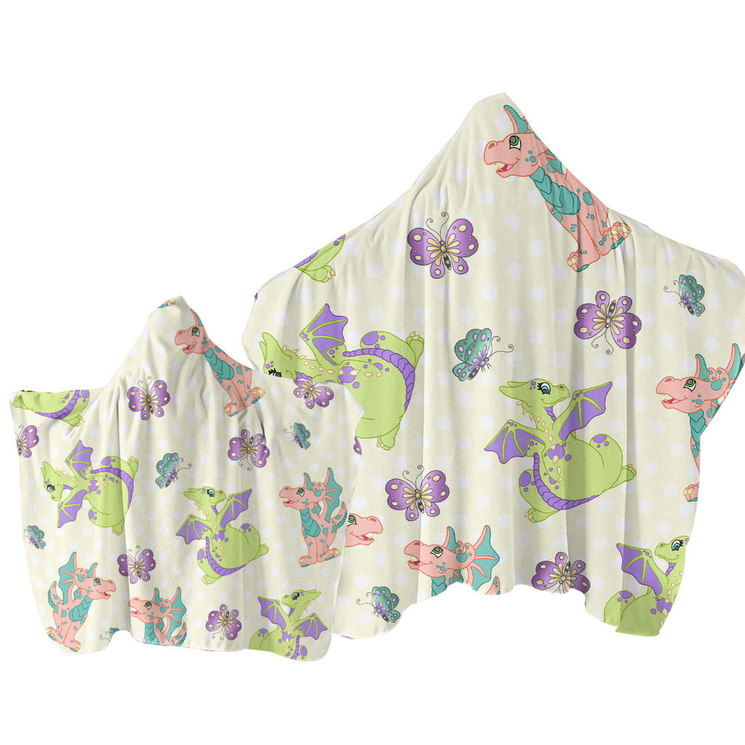 Girls Butterfly and Dragon Pattern Towel Hoodie