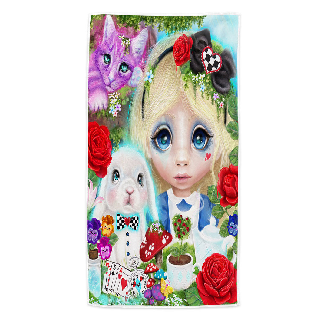 Girls Nice Beach Towels Art Curious Little Alice Girl