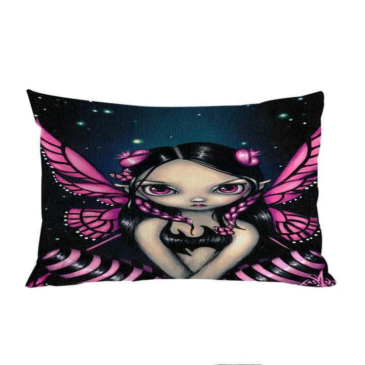 Girls Painting Pink Butterfly Fairy Pillow Case Covers