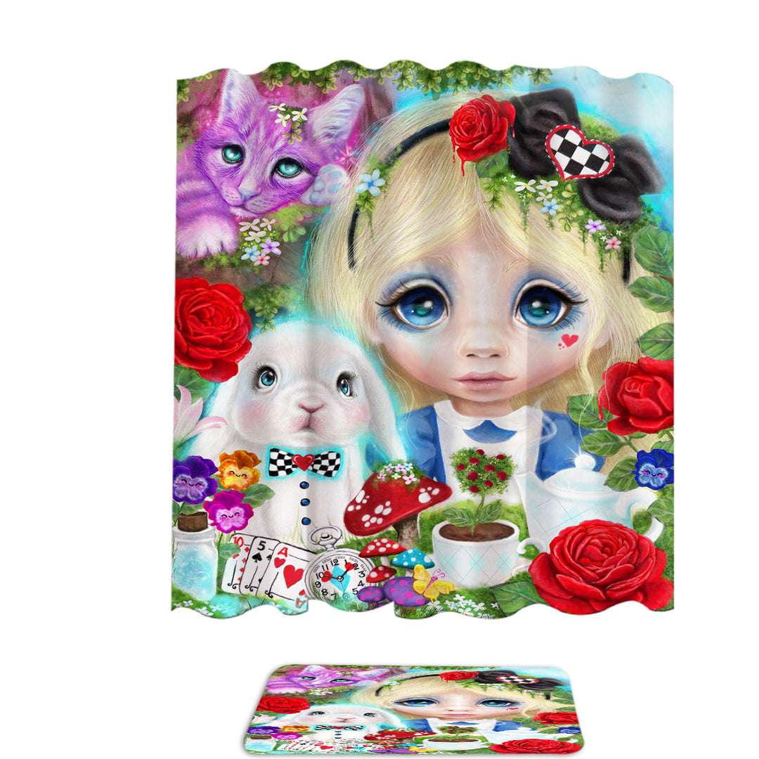 Girls Shower Curtains Art Curious Little Alice Girl