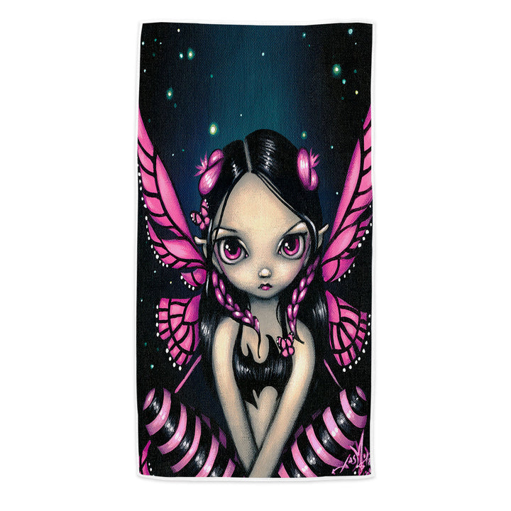 Girls Swims Towel Painting Pink Butterfly Fairy