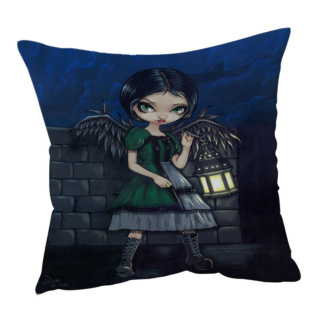 Girls Throw Cushions Big Eyed Beautiful Angel Lighting the Way