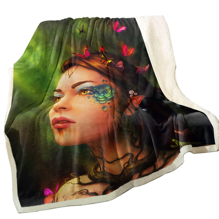 Girls Throws Gaia Butterflies Elf Beautiful Fairy