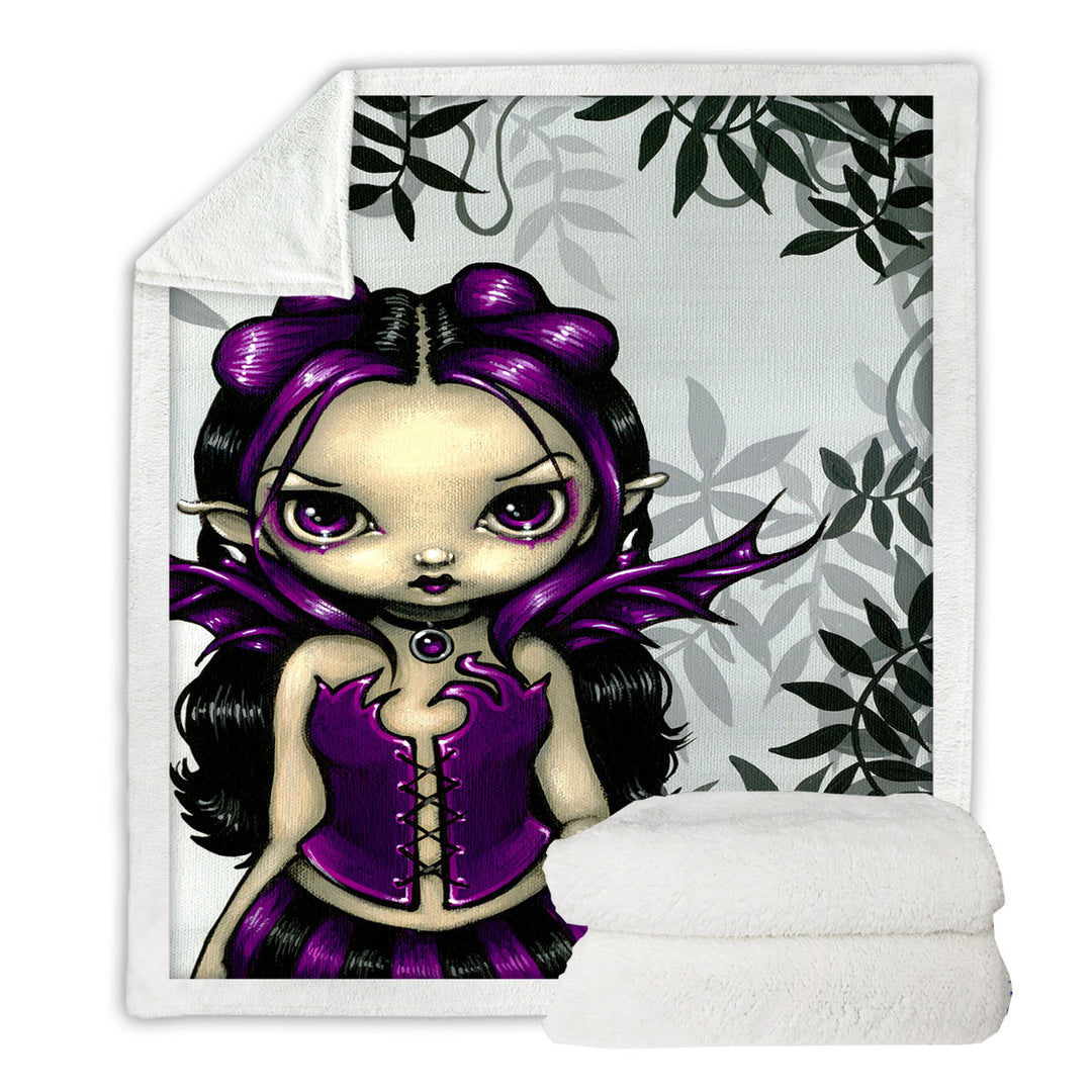 Girls Throws Gothling Violet Goth Elf Fairy Girl and Plants