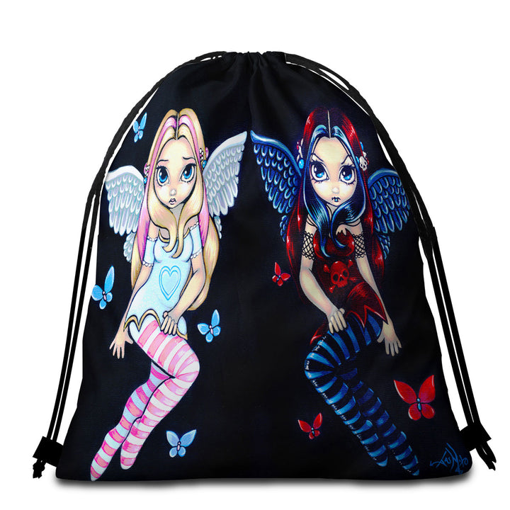 Girly Beach Towel Pack Two Fairies Sisters Hope and Despair