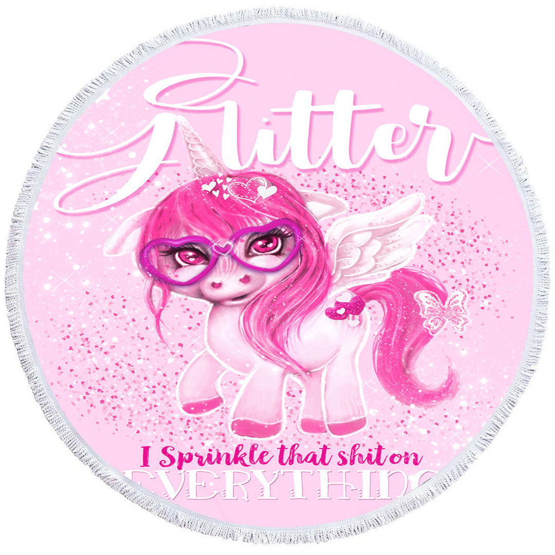 Girly Circle Beach Towel Glitter Everything Unicorn