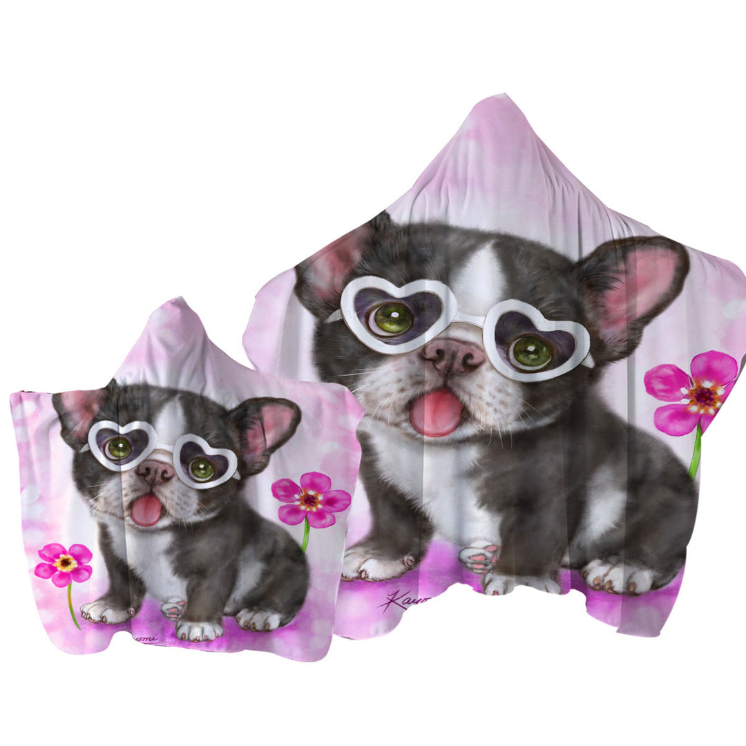 Girly Dog Design Cute French Bulldog Puppy Towel with Hood