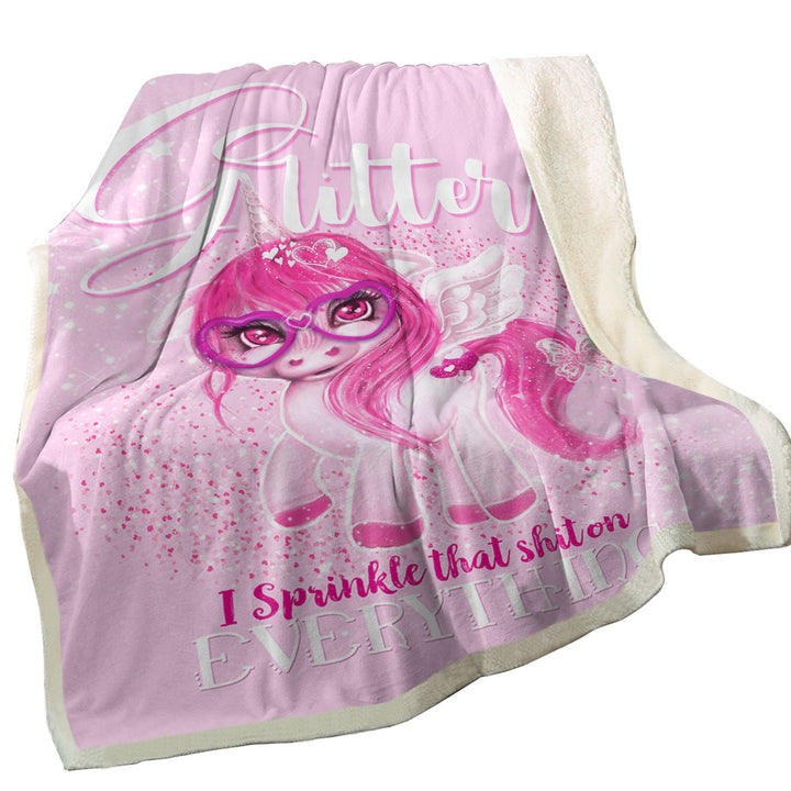 Girly Fleece Blankets Glitter Everything Unicorn