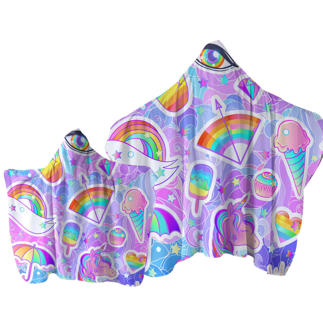 Girly Pack Colorful Rainbow Towel with Hood