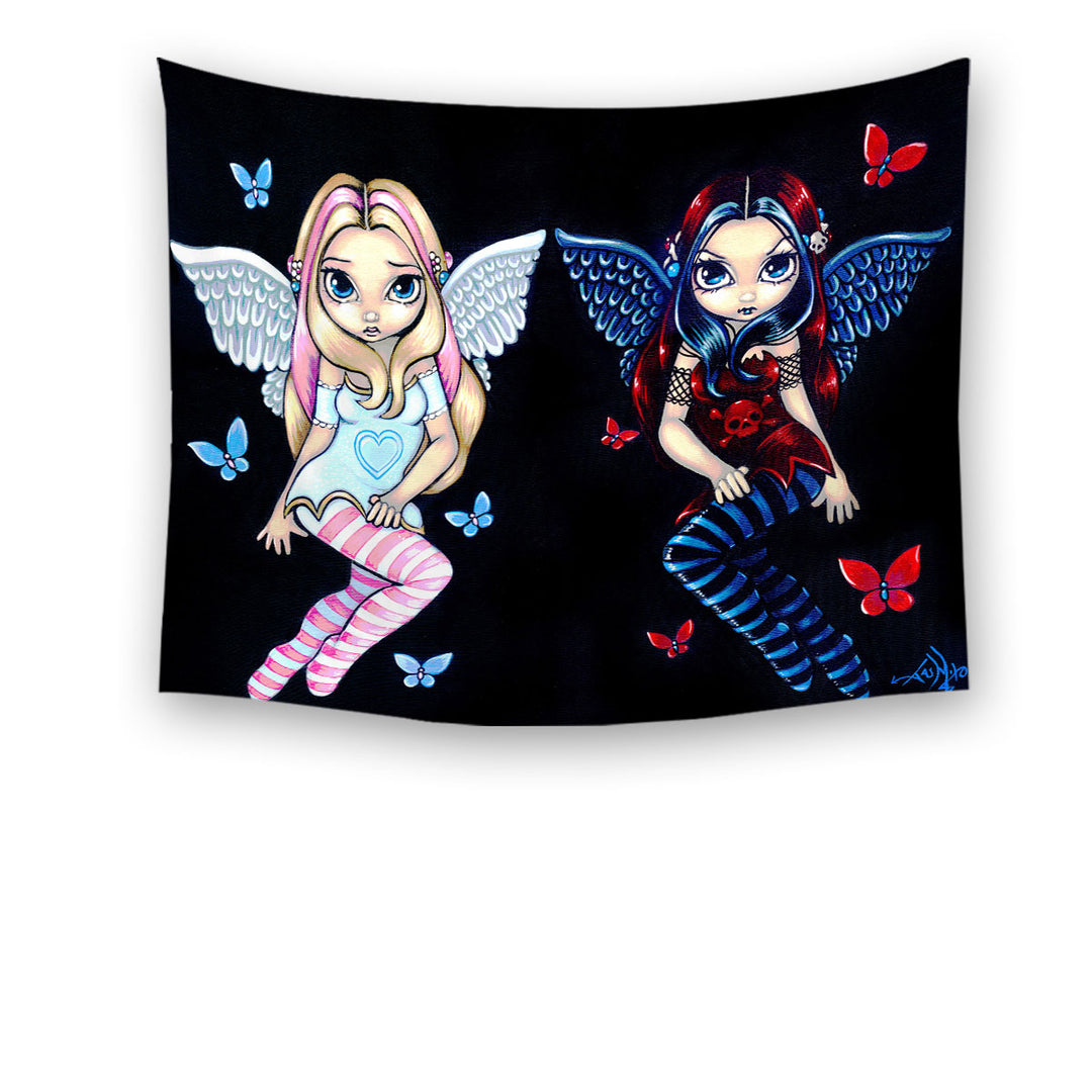 Girly Tapestry Two Fairies Sisters Hope and Despair