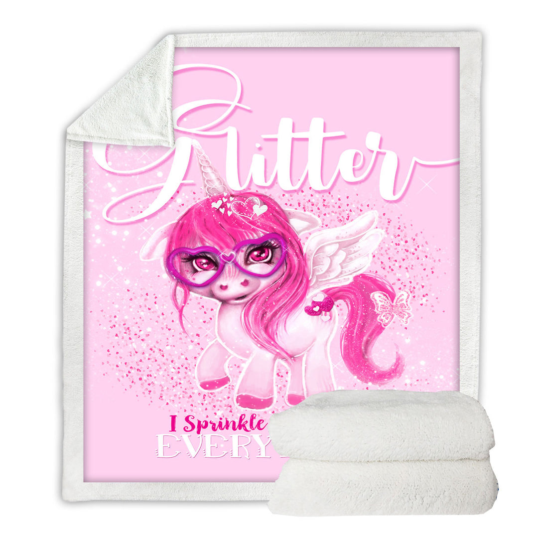 Girly Throws Glitter Everything Unicorn