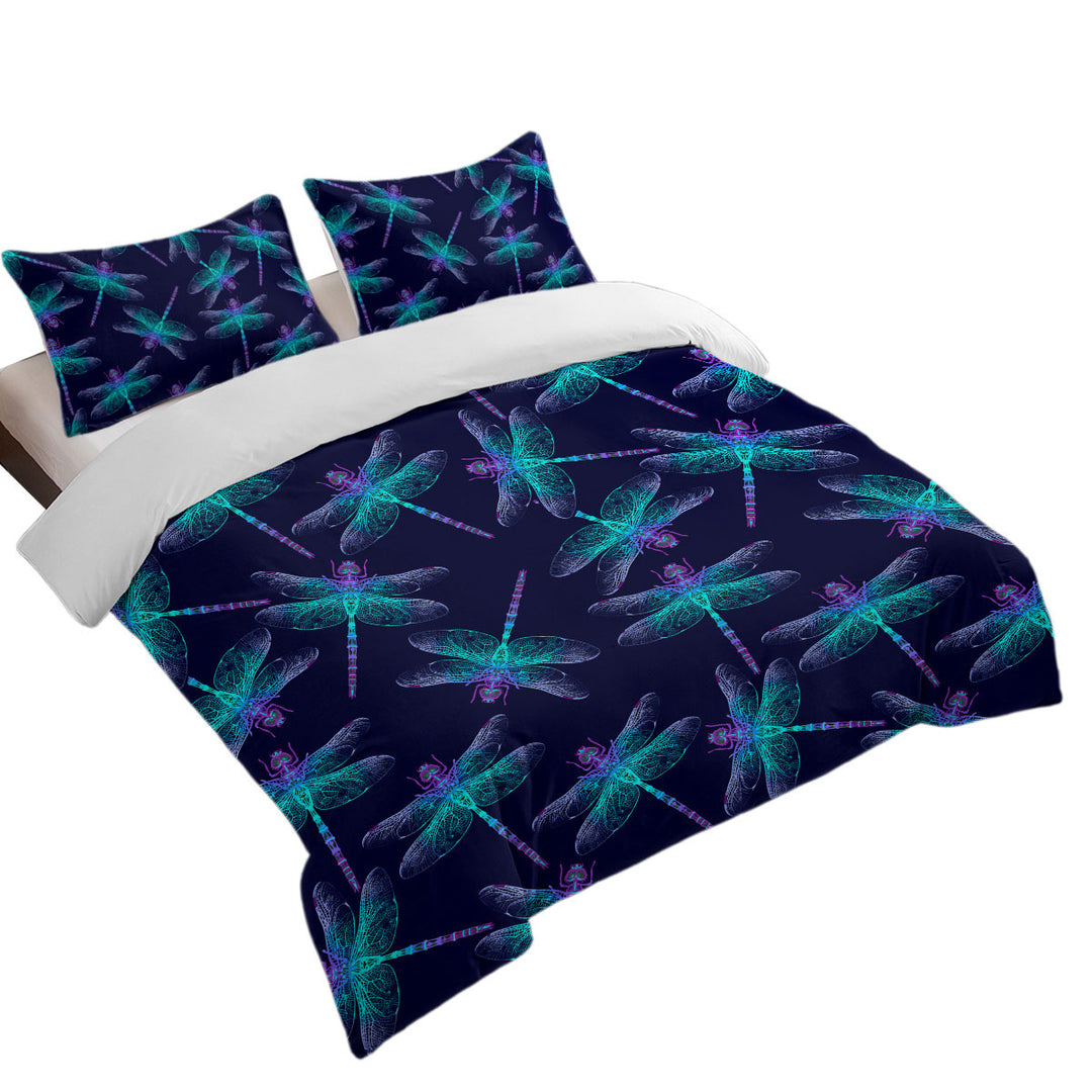 Glowing Purplish Dragonflies Duvet Cover