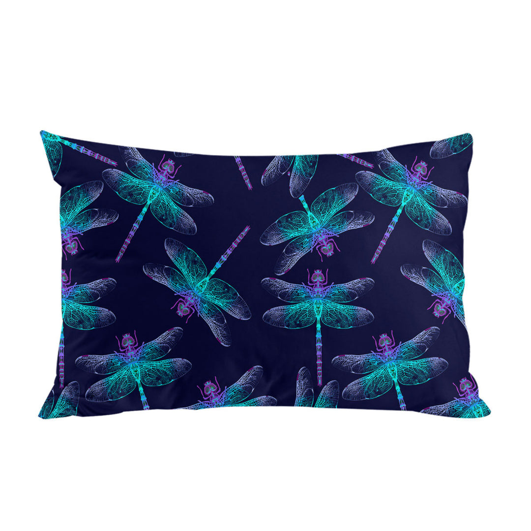 Glowing Purplish Dragonflies Pillow Cases