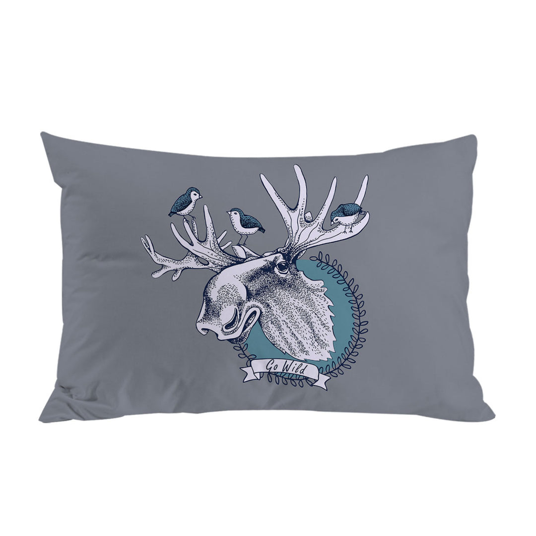 Go Wild Moose and Birds King Pillow Cases