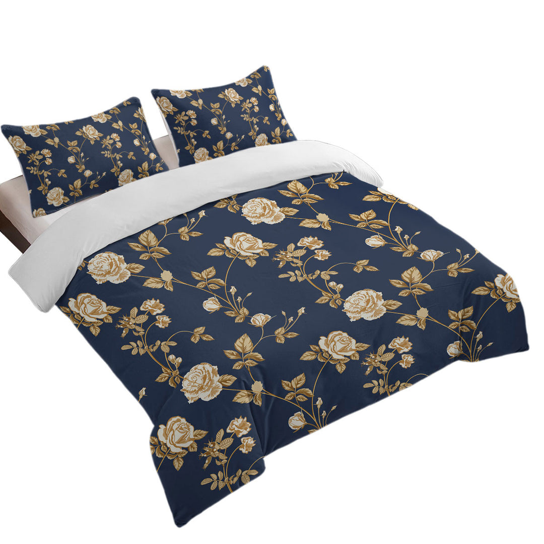 Gold Roses Bed Covers