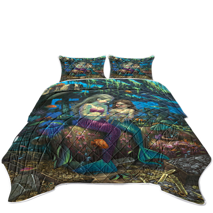 Gold Treasure Girls Mermaids Angel of the Deep Summer Quilt