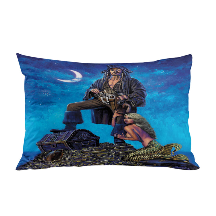 Gold Treasure Pirate and Mermaid Pillowcase