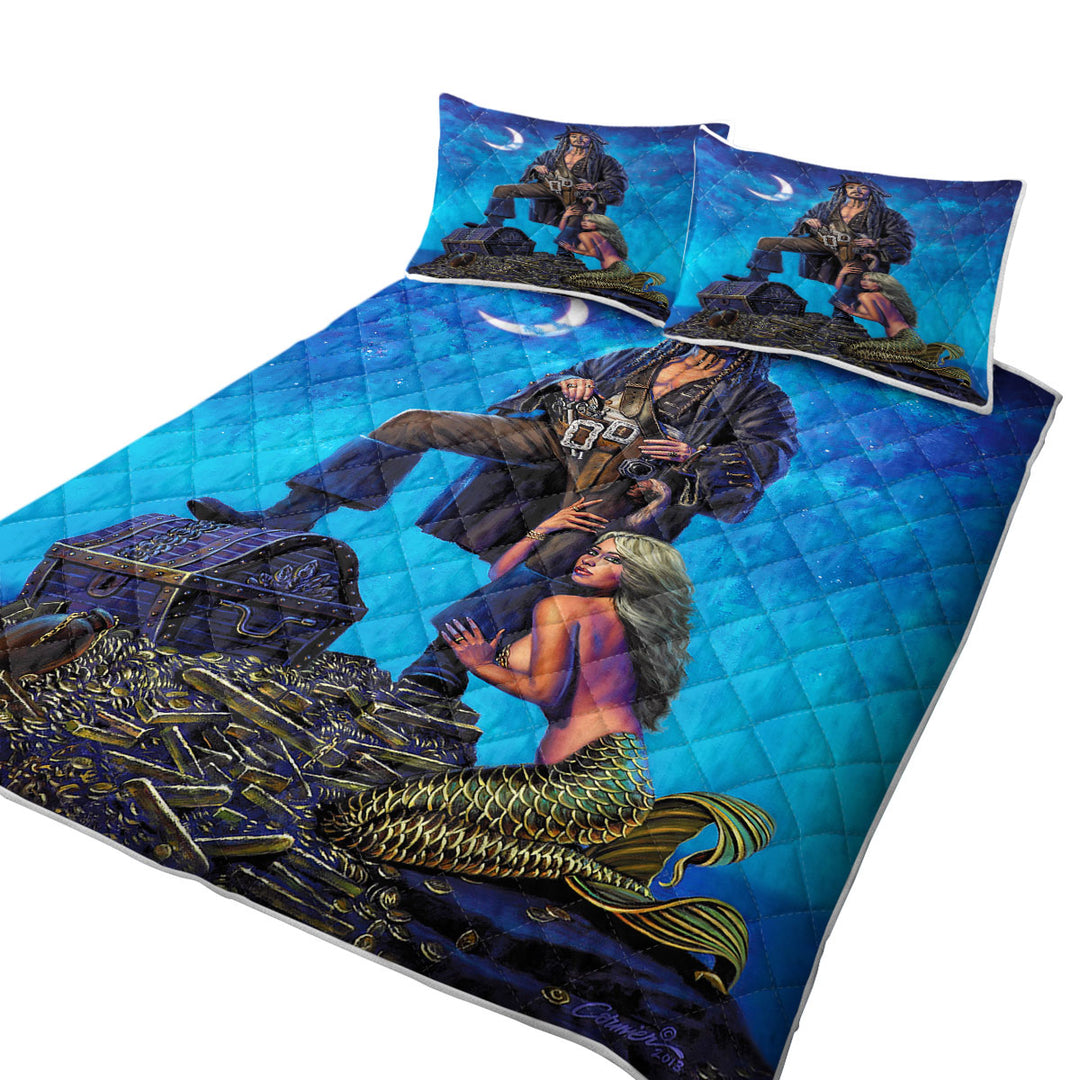 Gold Treasure Pirate and Mermaid Quilt