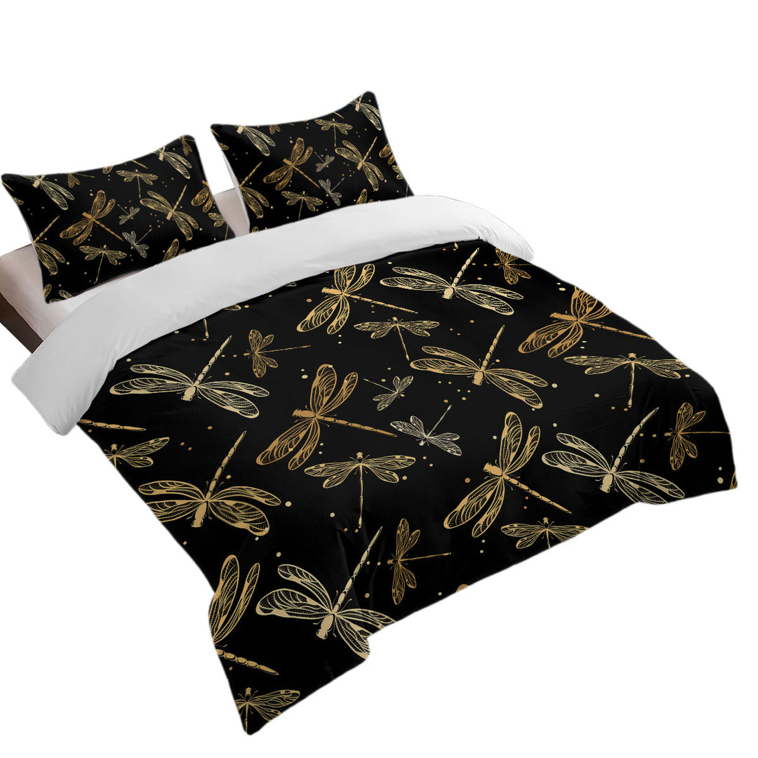 Golden Dragonflies Duvet Covers