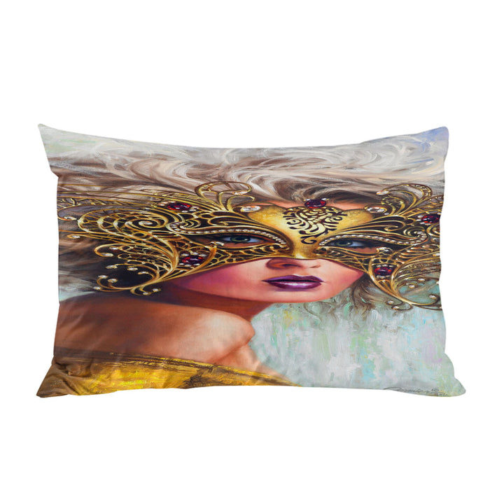 Golden Mask Beautiful Blond Woman Pillow Cases