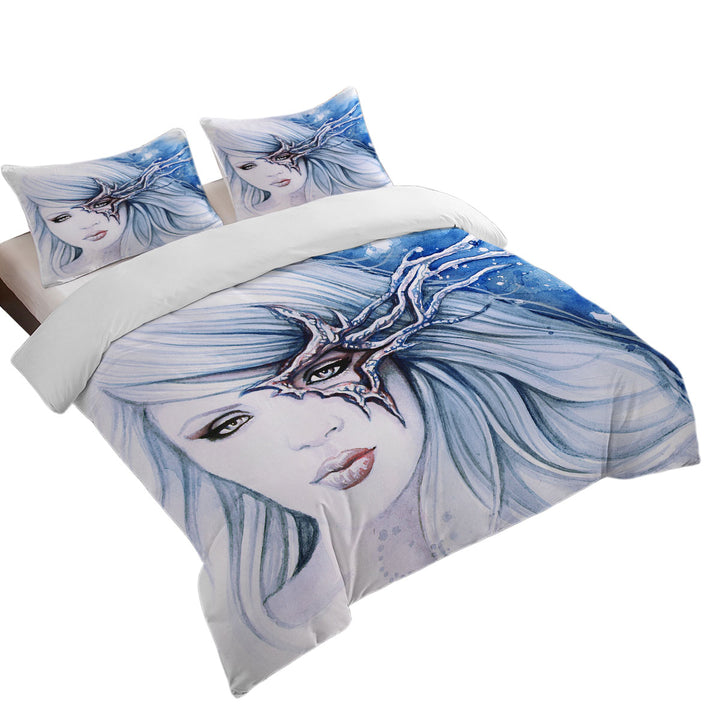 Good Duvet Covers with Beautiful Girl Drawing Sevania Ice Blue Woman