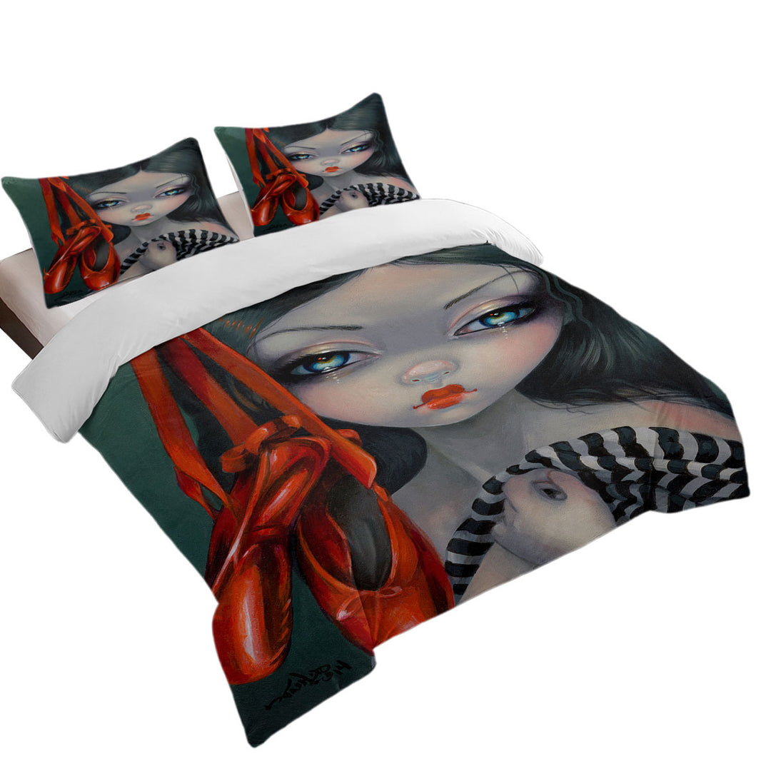 Good Duvet Covers with Beautiful Girl Sad Ballet Dancer the Red Shoes